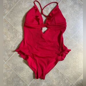 Red Ruffle One Piece